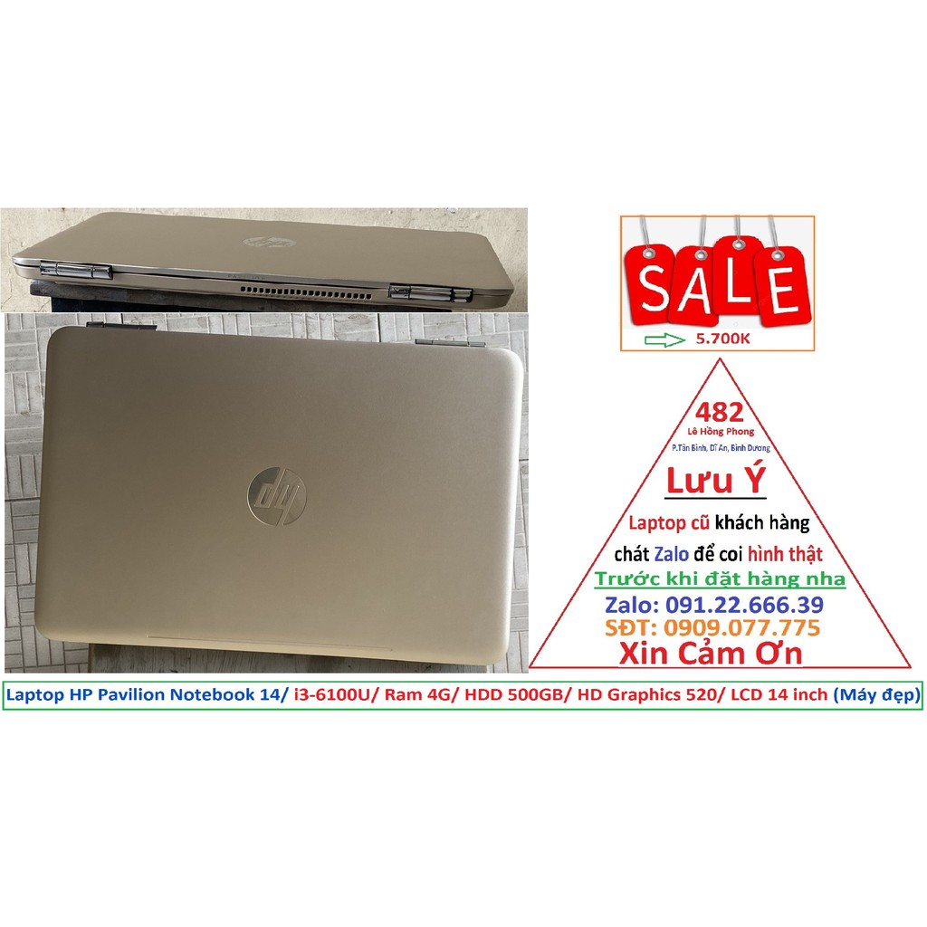 Laptop HP Pavilion Notebook 14/ i3-6100U/ Ram 4G/ HDD 500GB/ HD Graphics 520/ LCD 14 inch (Máy đẹp) | BigBuy360 - bigbuy360.vn