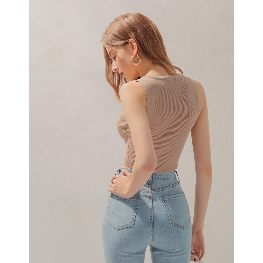 Áo không tay dáng ngắn cổ cài nút nữ Air Space 2110121005 | BigBuy360 - bigbuy360.vn