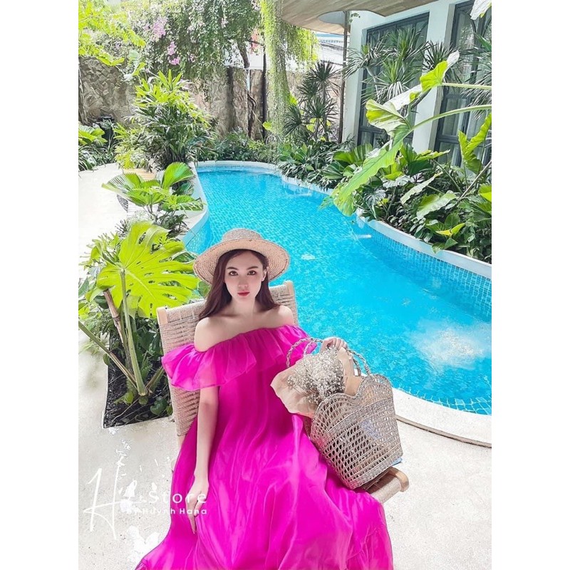 [Siêu Hot] Váy Maxi Hồng Trễ Vai Dáng Dài Siêu Xinh Có Ảnh Thật Kèm Video | BigBuy360 - bigbuy360.vn