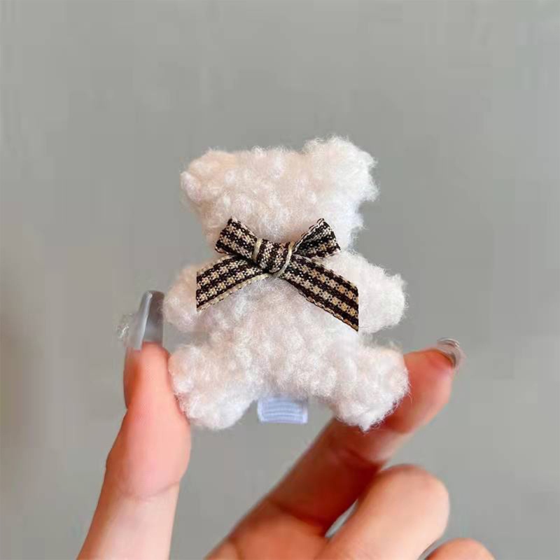 Kẹp Tóc Hình Chú Gấu Bằng Lông Nhung Dễ Thương Xinh Xắn