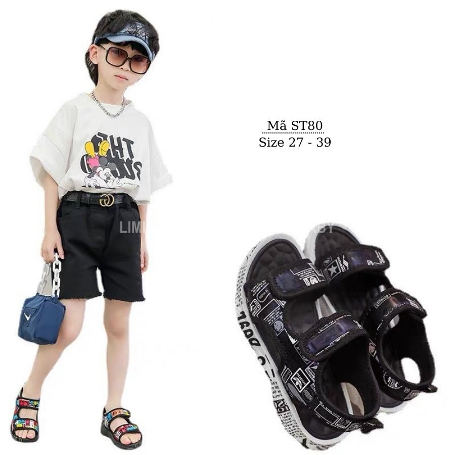 Dép sandal bé trai gái cao cấp - Dép quai hậu chống trơn chống vấp trẻ em 3 - 12 tuổi đi học đi chơi LIMIBABY ST80