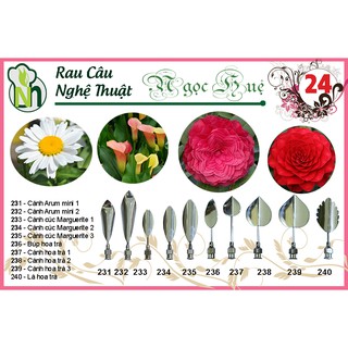 Dụng cụ rau câu 3D Ngọc Huệ (bộ số 24 - hoa trà, hoa Arum mini, hoa cúc Maguerite)