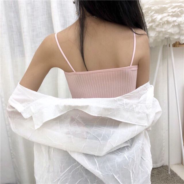 Áo 2 dây croptop Có mod ngực ( thun loại 1)