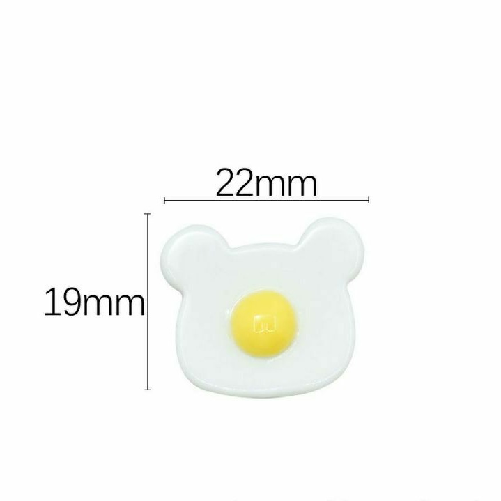 BN140 charm trứng ốp la hình gấu nguyên liệu trang trí ốp điện thoại