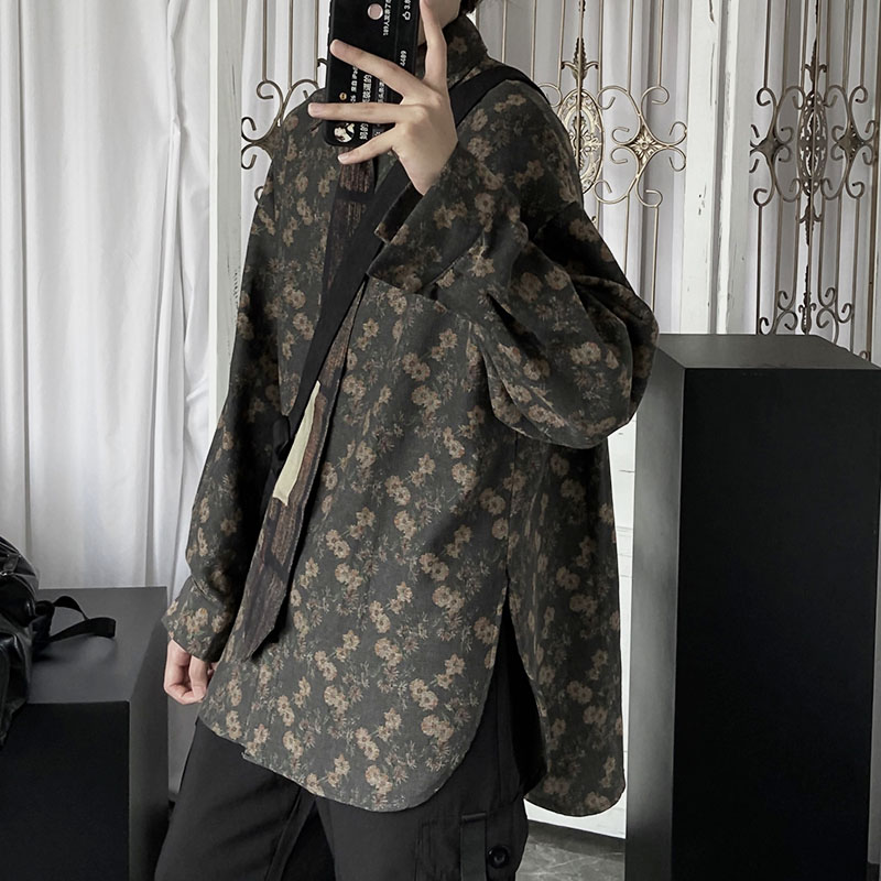 Áo sơ mi tay dài họa tiết hoa phong cách Vintage dành cho nam