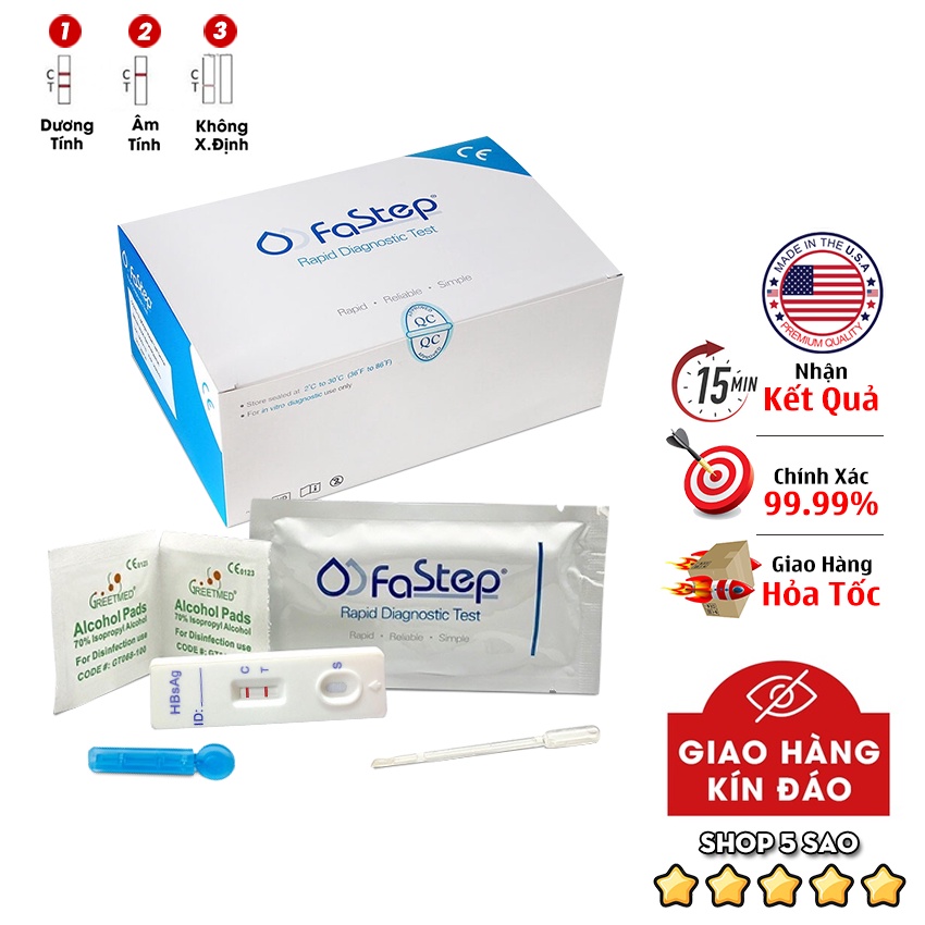 Test Nhanh Viêm Gan B Tại Nhà Fastep Mỹ, Que Thử Cho Kết Quả Nhanh & Chính Xác 99.99%. Giá Rẻ, Dễ Sử Dụng