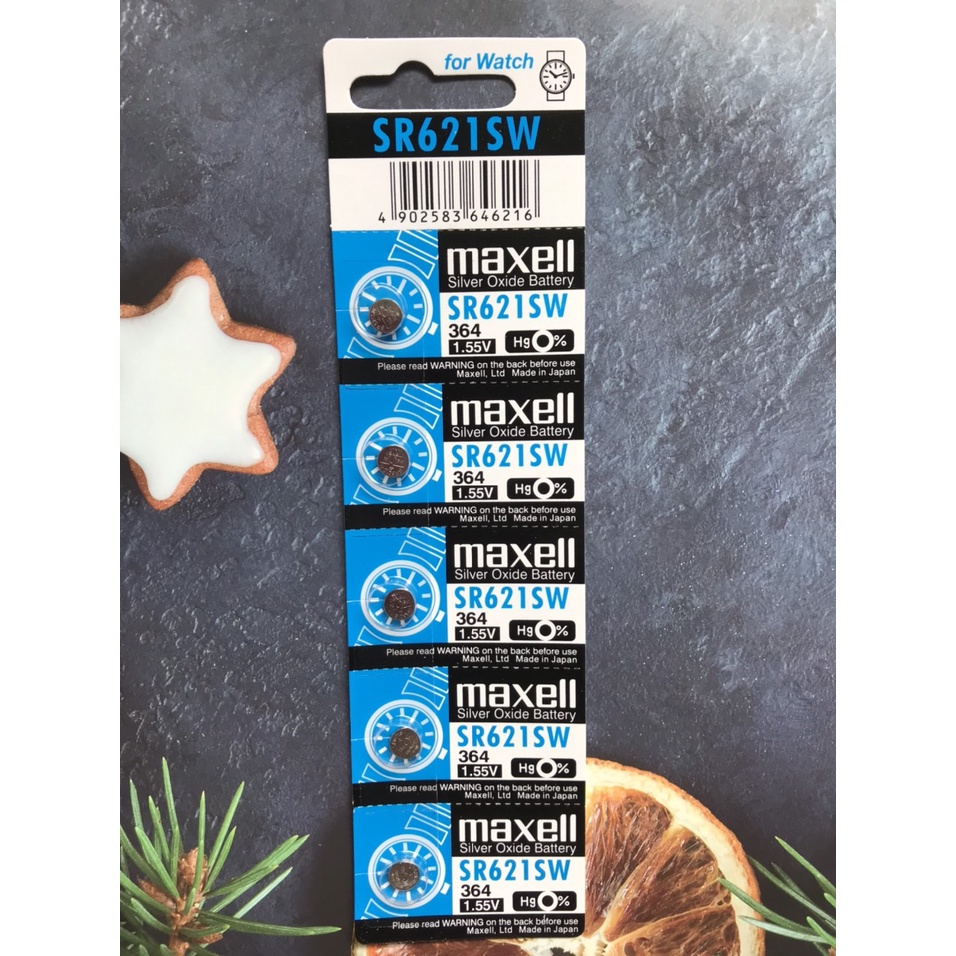 Vỉ 1 viên pin Maxell đồng hồ oxit bạc 621 AG1 SR621SW 364 chính hãng Nhật Bản Japan