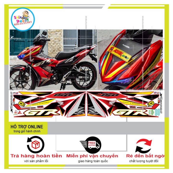TEM XE WINNER X GTR DECAL 46 ĐỎ ĐEN -- SHIN DECAL 2