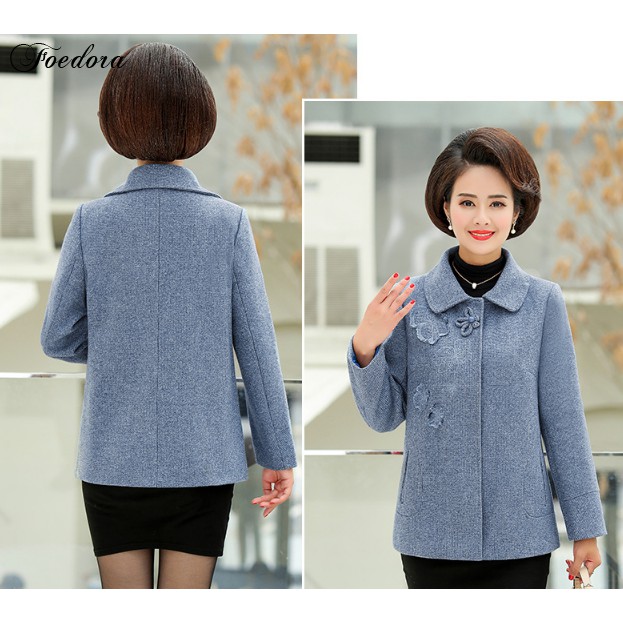 Áo Khoác Dạ Thêu Hoa - Áo Khoác Mùa Đông Cao Cấp Trung Niên