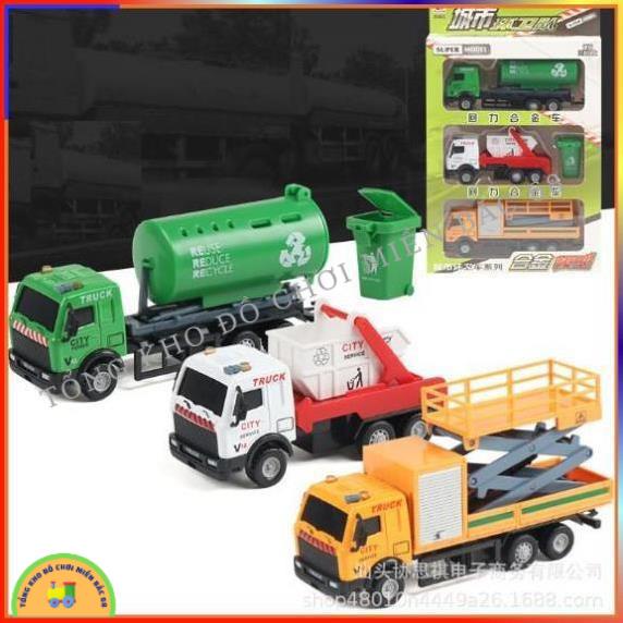 Đồ chơi Hộp 6 xe ô tô môi trường, xe chở rác, xe chở nước, mô hình đồ chơi ô tô cho bé sáng tạo TKMB68
