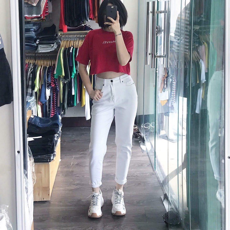 QUẦN JEAN BOYFRIEND 9 TẤC TRẮNG ĐEN | BigBuy360 - bigbuy360.vn