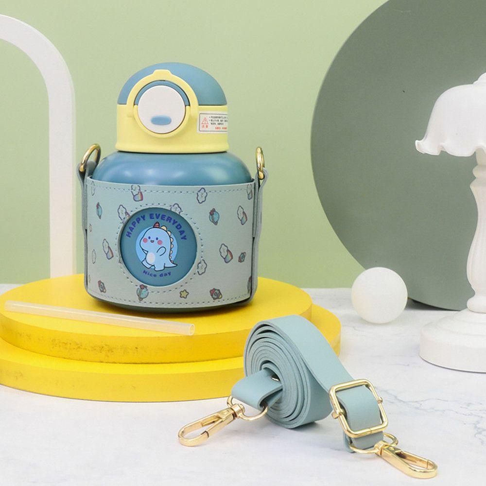 Bình Nước Giữ Nhiệt 24 600ml Chất Liệu Inox Họa Tiết Hoạt Hình Dễ Thương Kèm Ống Hút