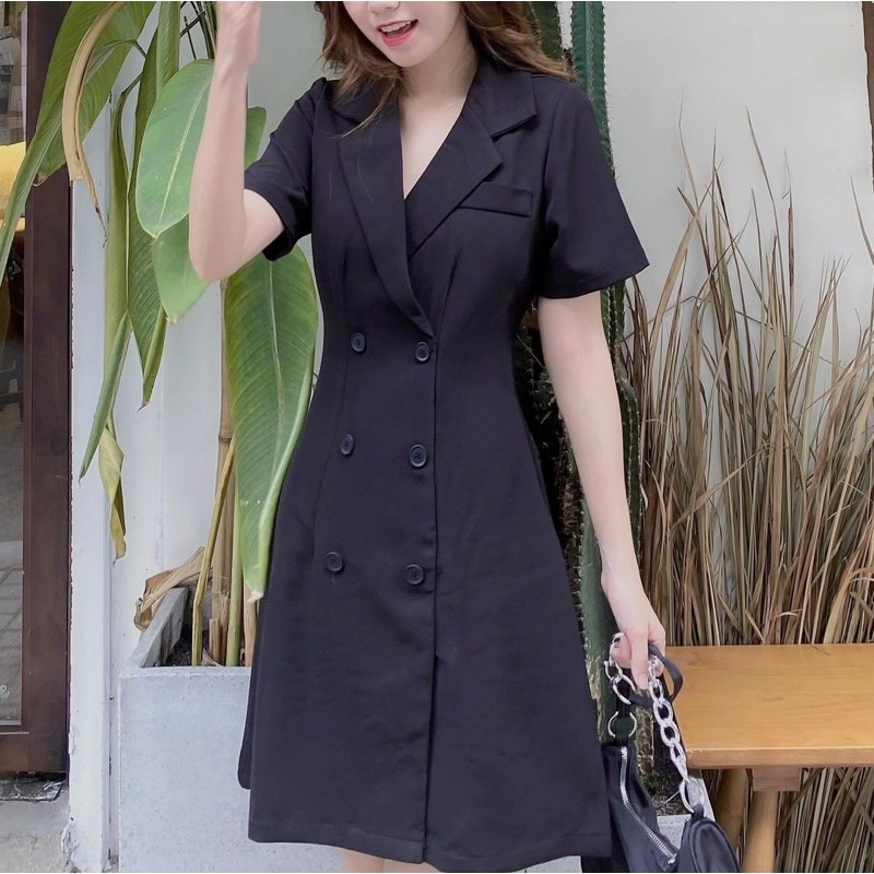 ĐẦM VEST ĐEN KẾT NÚT