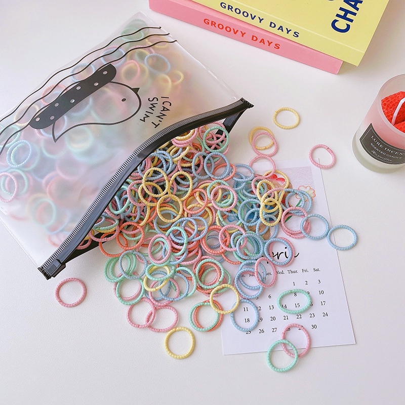 Set 100 Dây Thun Cột Tóc Co Giãn Dễ Thương Cho Bé