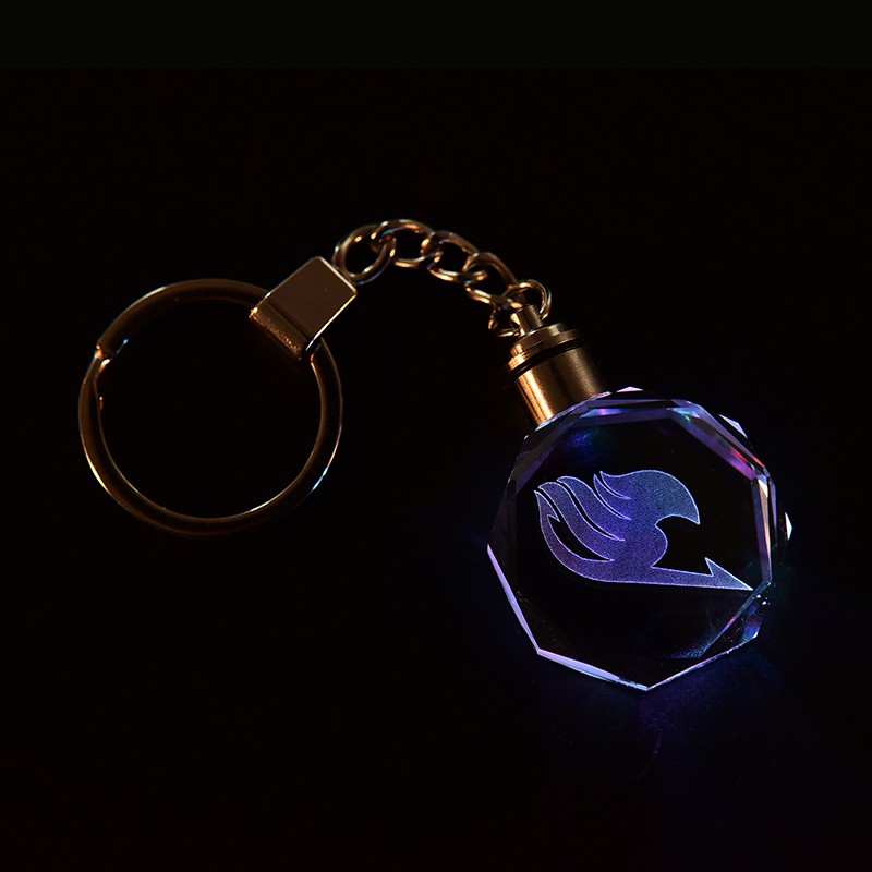 {factoryoutlet} New For Fairy Tail Anime Crystal LED Light Charm Key Chain Key Ring Cosplay 1PC adover
