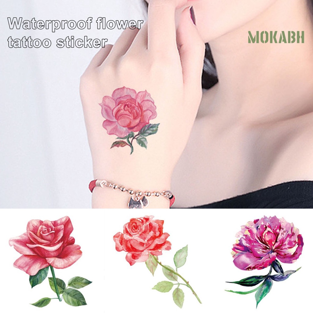 Hình Xăm Dán Tạm Thời Họa Tiết Hoa Chống Thấm Nước Lâu Trôi