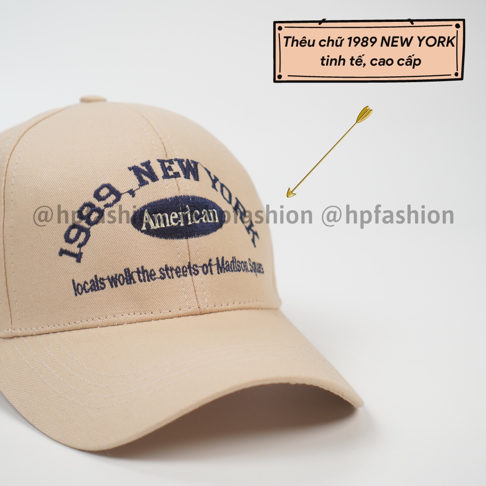 Mũ lưỡi trai ❤️ Nón kết thêu chữ 1989 NEWYORK chất kaki cao cấp form unisex nam nữ N63 - Happy Style