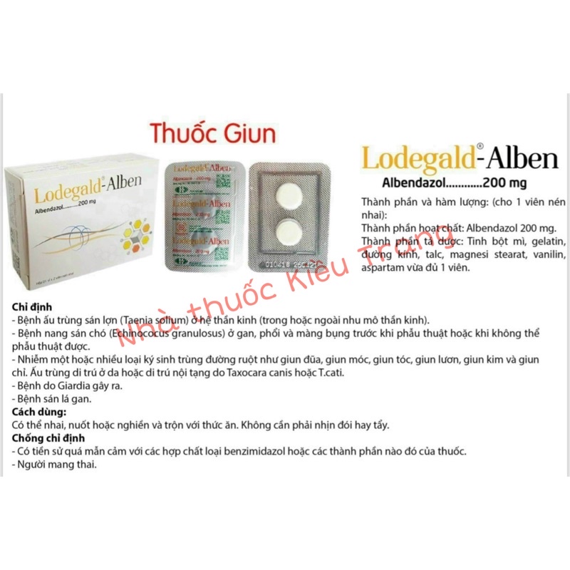 Xổ Giun Lodegal-Albendazol, tẩy nhiều chủng loại g.iun