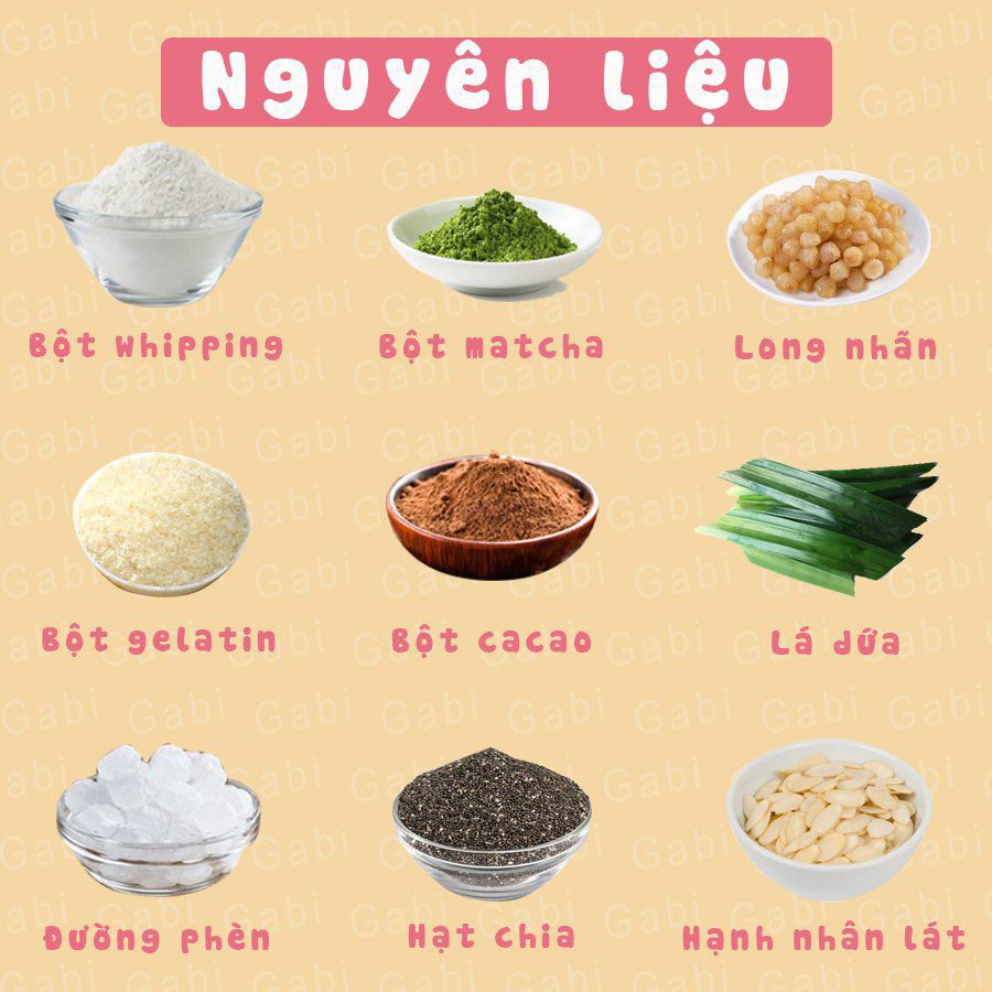 Set nguyên liệu chè khúc bạch (15 bát)