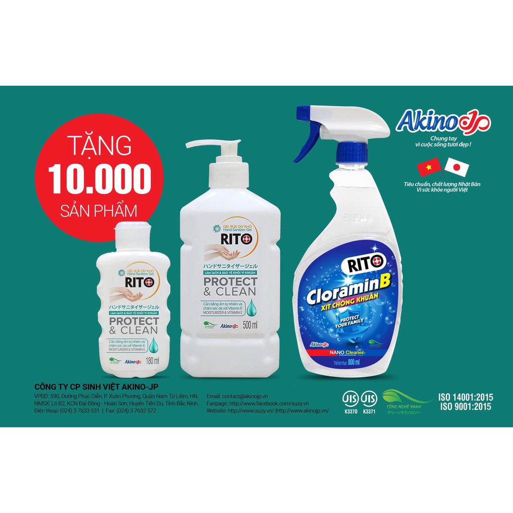 ( Chính Hãng) Gel Rửa Tay Khô RITO Nhật Bản 180ml | BigBuy360 - bigbuy360.vn