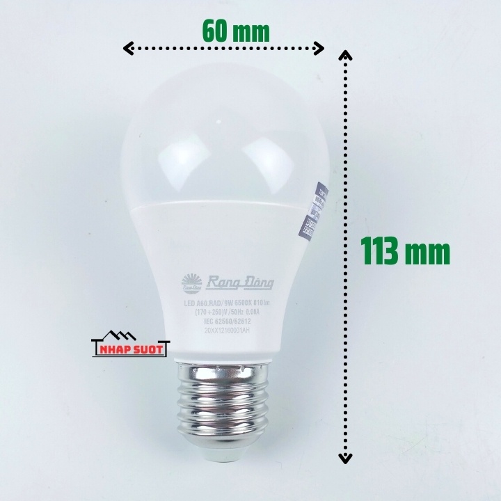 Bóng đèn cảm biến 9W Rạng Đông ánh sáng trắng, sử dụng cảm biến chuyển động RADAR (Model: A60.RAD/9w)