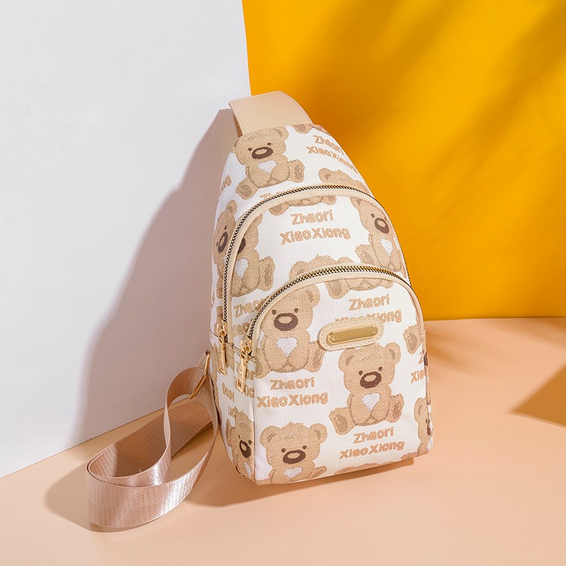 Túi Đeo Chéo Ngực Thiết Kế Hình Gấu Nhỏ Dễ Thương Giản Dị