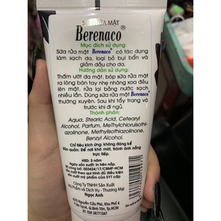 sữa rửa mặt bò sữa Berenaco dưỡng da làm sạch