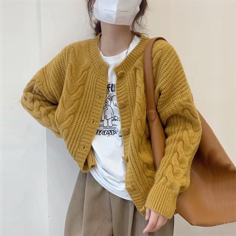 Áo khoác cardigan NZN dệt kim tay dài dáng rộng màu trơn phong cách Hàn Quốc thời trang mùa thu cho nữ