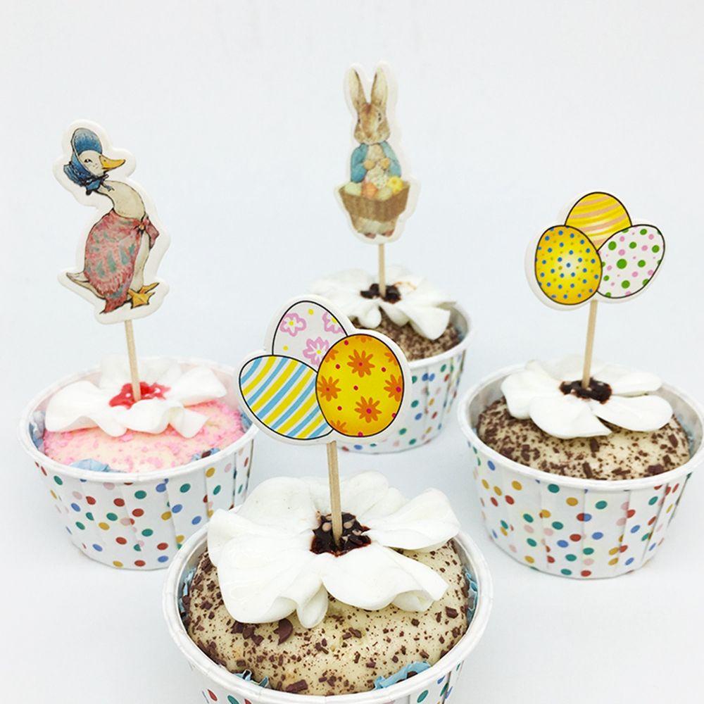 AUGUSTINA Set 24 Phụ Kiện Trang Trí Bánh Cupcake Hình Thỏ Phục Sinh Đáng Yêu