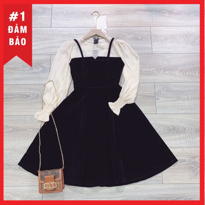Đầm xòe yếm tiểu thư nhẹ nhàng, đầm dự tiệc, dạo phố đủ size 30 đến 72kg - A200 | BigBuy360 - bigbuy360.vn