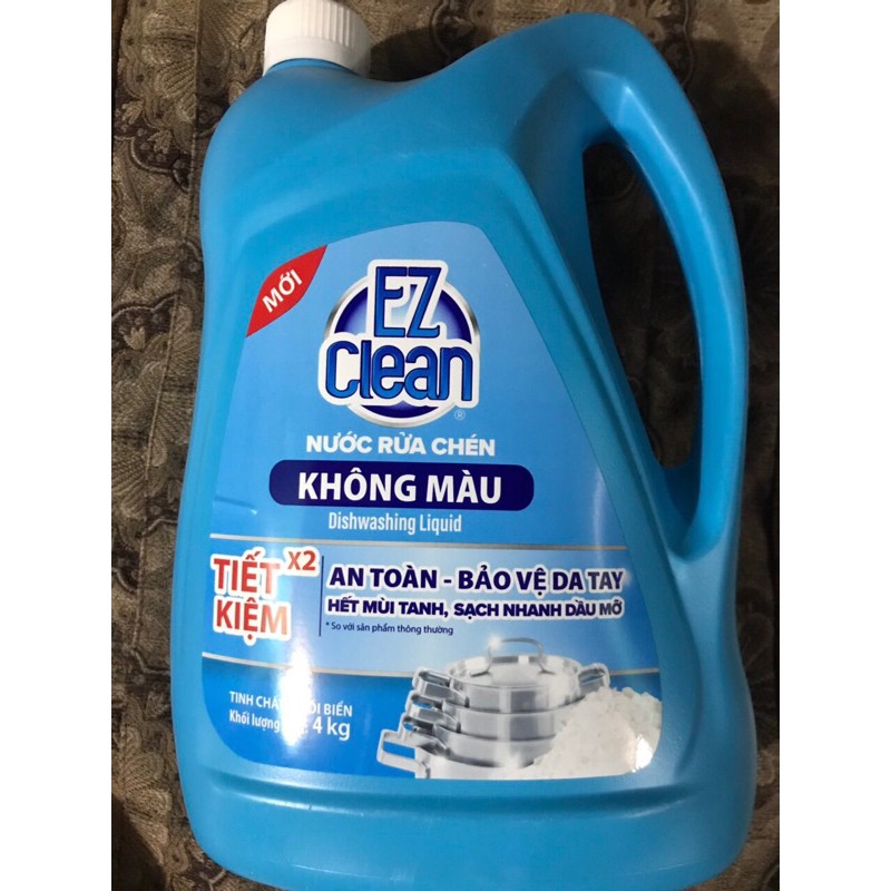 nước rửa chén EZ CLEAN không màu hương bưởi, chanh,muối 4kg