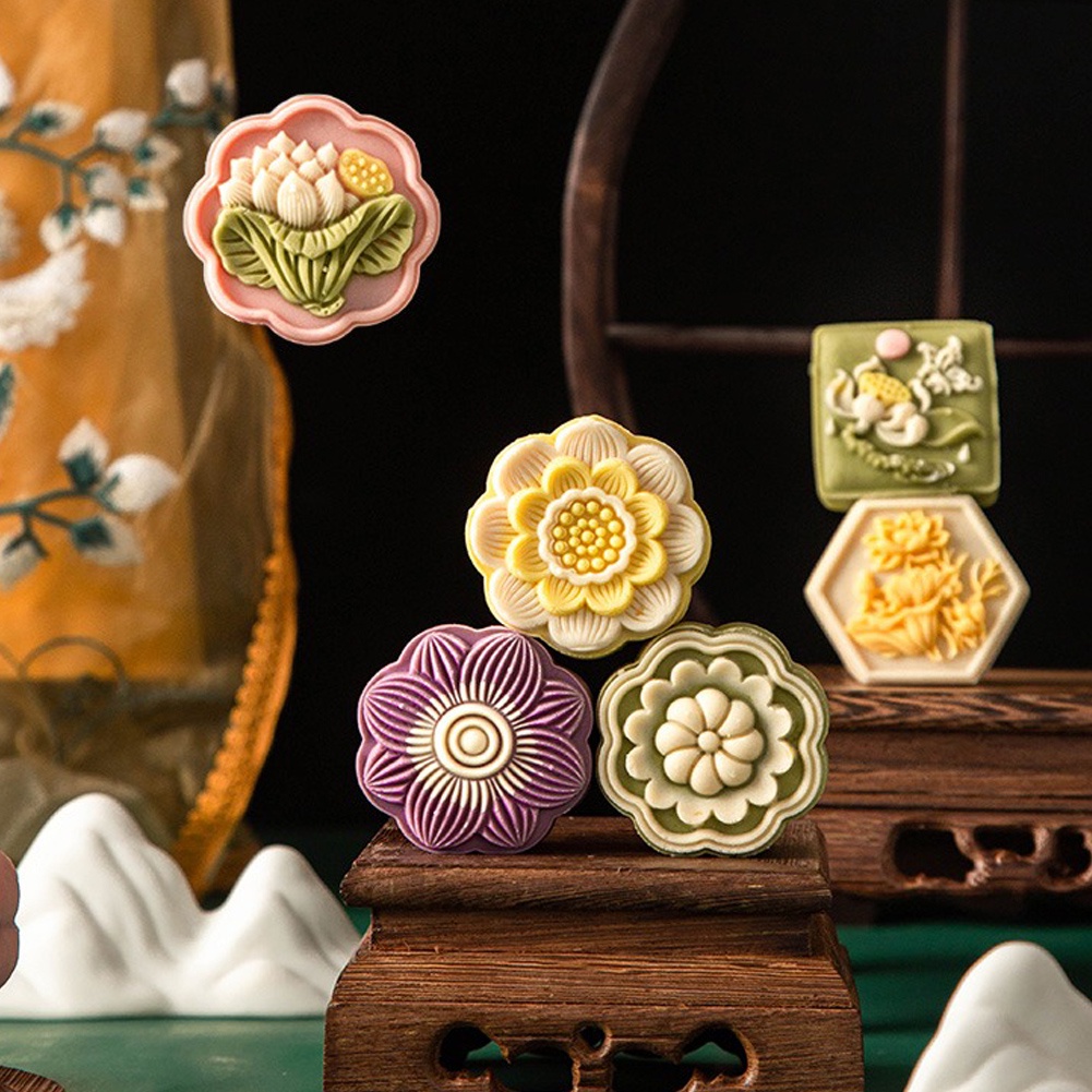 Bộ 4 Khuôn Làm Bánh Trung Thu 63g