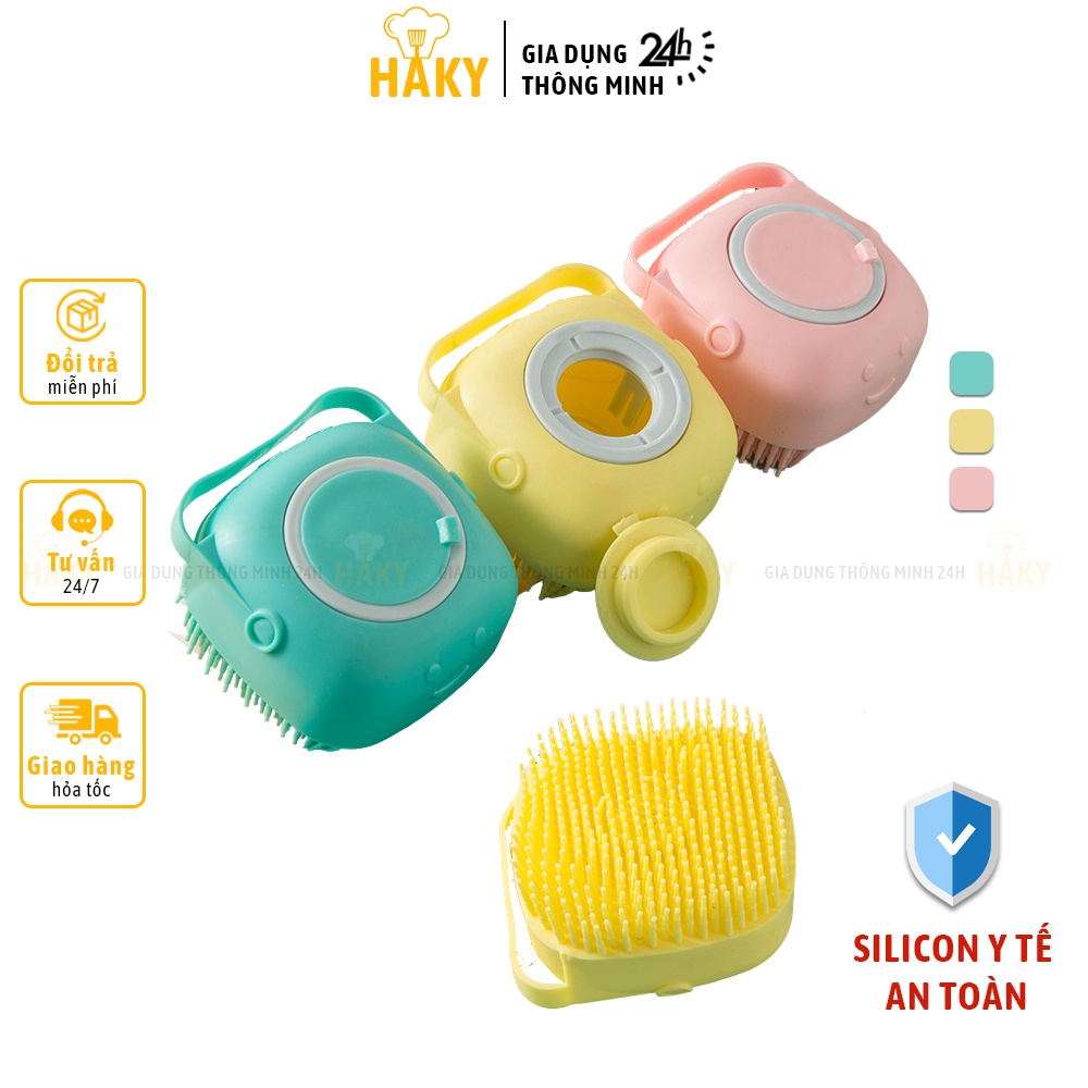 Bông tắm silicone có ngăn đựng sữa tắm tiện dụng giúp tắm tạo bọt, massage tẩy tế bào chết siêu sạch