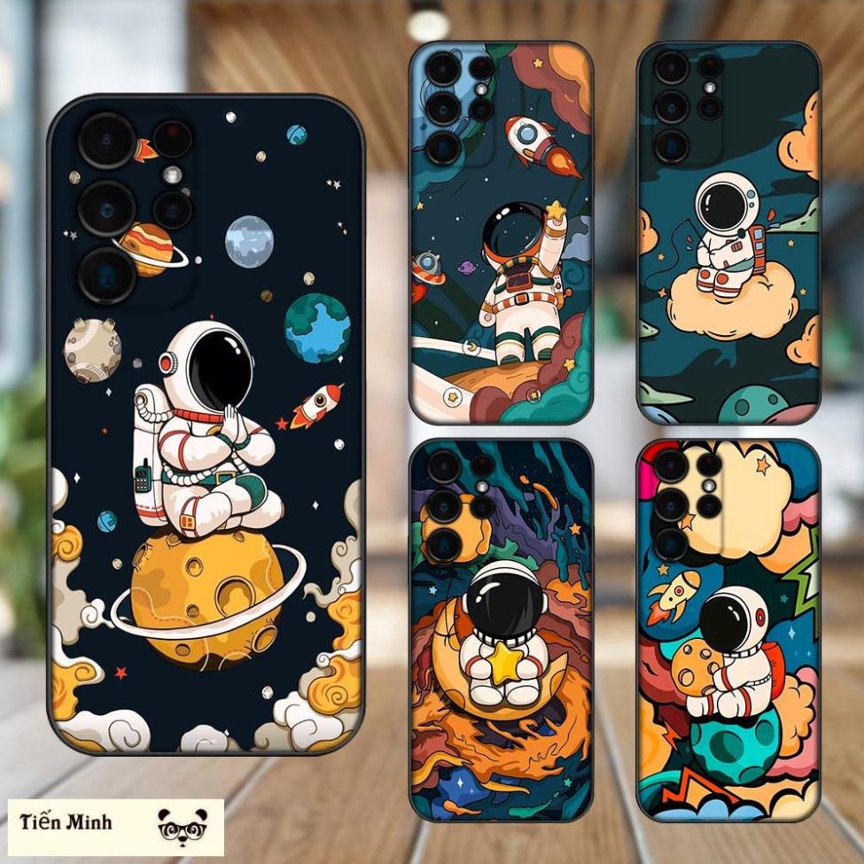 Ốp lưng Samsung S21 Ultra, S22 Ultra viền đen in hình Phi Hành Gia Astronaut Tiến Minh