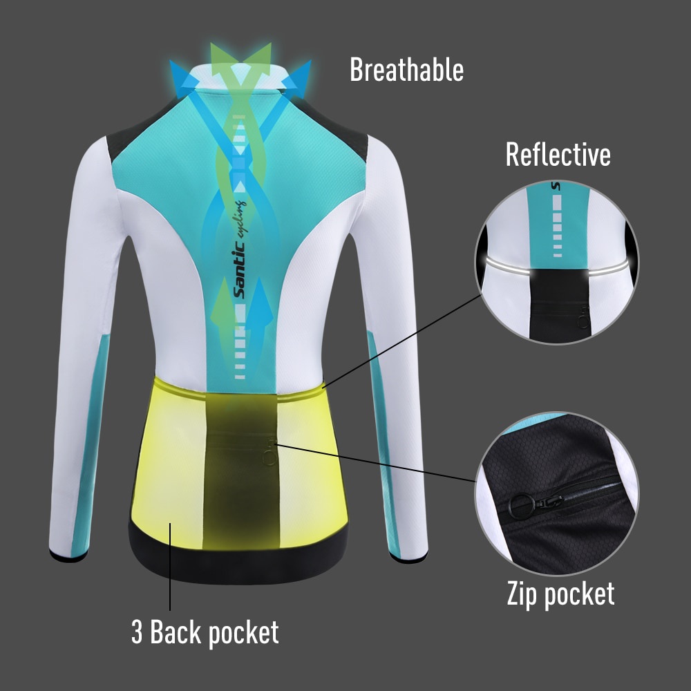 Santic Áo Thi Đấu Đạp Xe Cho Nữ Áo Thi Đấu Xe Đạp Đường Trường Leo Núi Dài Tay Chống Tia UV Thoáng Khí Áo Đạp Xe Có Túi Áo Thi Đấu Xe Đạp Nữ L8C01093