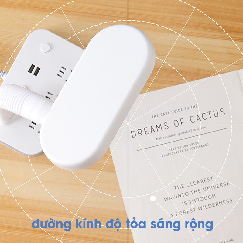 Đèn Học Để Bàn Kèm Ổ Điện Tiện Lợi - Đèn Bàn Học Sinh 3 Chế Độ Có Ánh Sáng Chống Cận Canashop