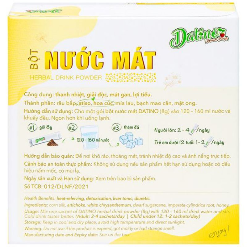 Bột Nước Mát Datino - Không Đường, Không Chất Bảo Quản.