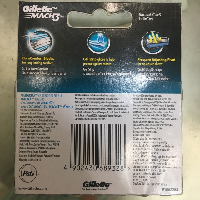 Lưỡi dao cạo râu Gillette Mach 3/ M3 hộp 2 lưỡi