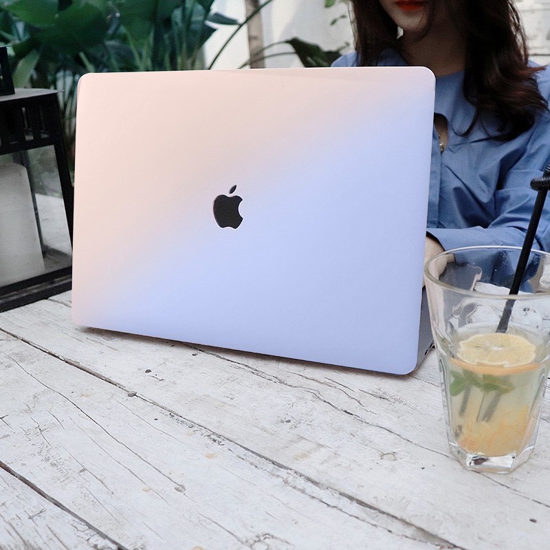 Case,Ốp Macbook Màu Ombre(Xanh Hồng) Kèm Phủ Phím (Tặng Kèm Bộ Nút Chống Bụi & Bộ Chống Gãy Sạc) | BigBuy360 - bigbuy360.vn