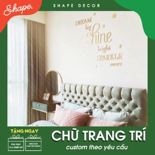 Chữ mica Vàng gold dán nổi [ đặt theo yêu cầu ]