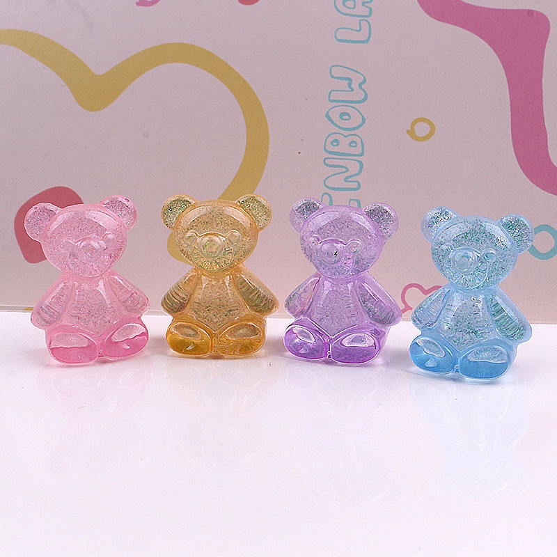 Set 10 Phụ Kiện Làm Bông Tai Hình Chú Gấu Đáng Yêu Bằng Nhựa Kích Thước 1.8x.1.1cm DIY