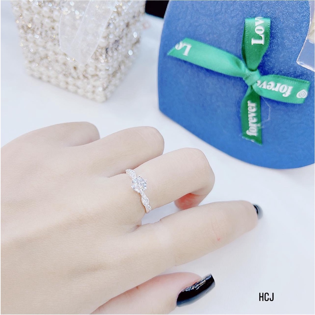 Nhẫn nữ bạc thật mẫu thân xoắn đính đá trắng đẹp - Kho sỉ bạc Nhất Linh