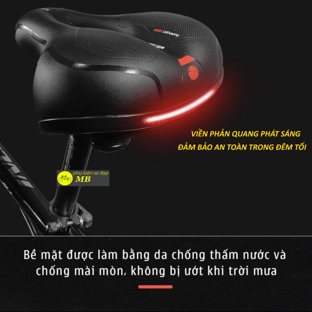 Yên xe đạp thể thao loại yên béo siêu êm chống đau mông có viền phản quang