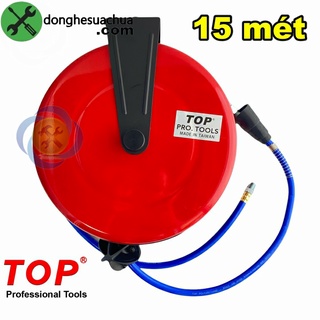 Cuộn dây hơi treo tự rút 15m top hr-708c ống 8mm x 12mm hộp sắt