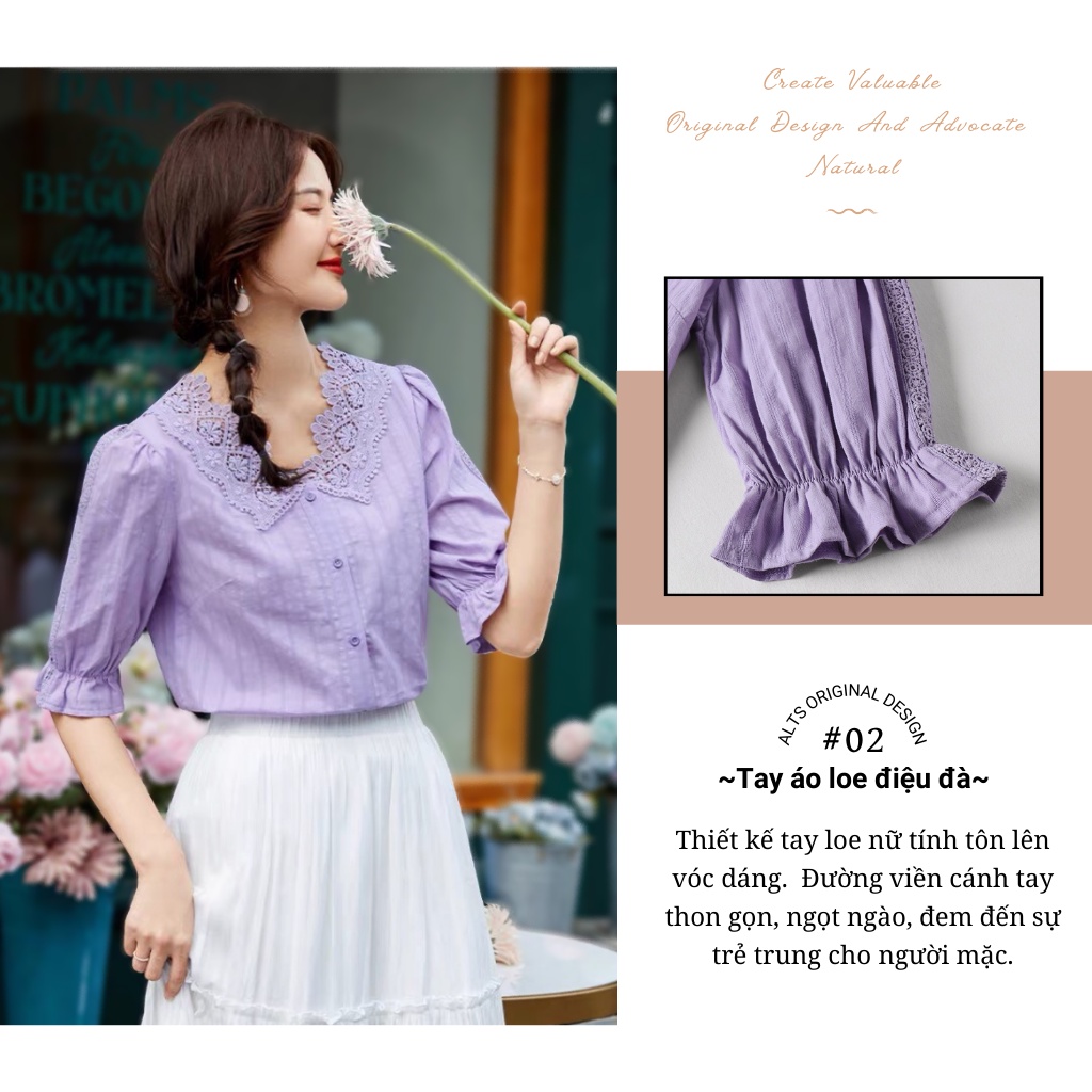 Áo Sơ Mi Nữ Kiểu From Rộng Tay Lỡ, Tay Loe Cổ V Bánh Bèo Chất Vải Thô Đũi Mát Phong Cách Hàn Quốc Vintage