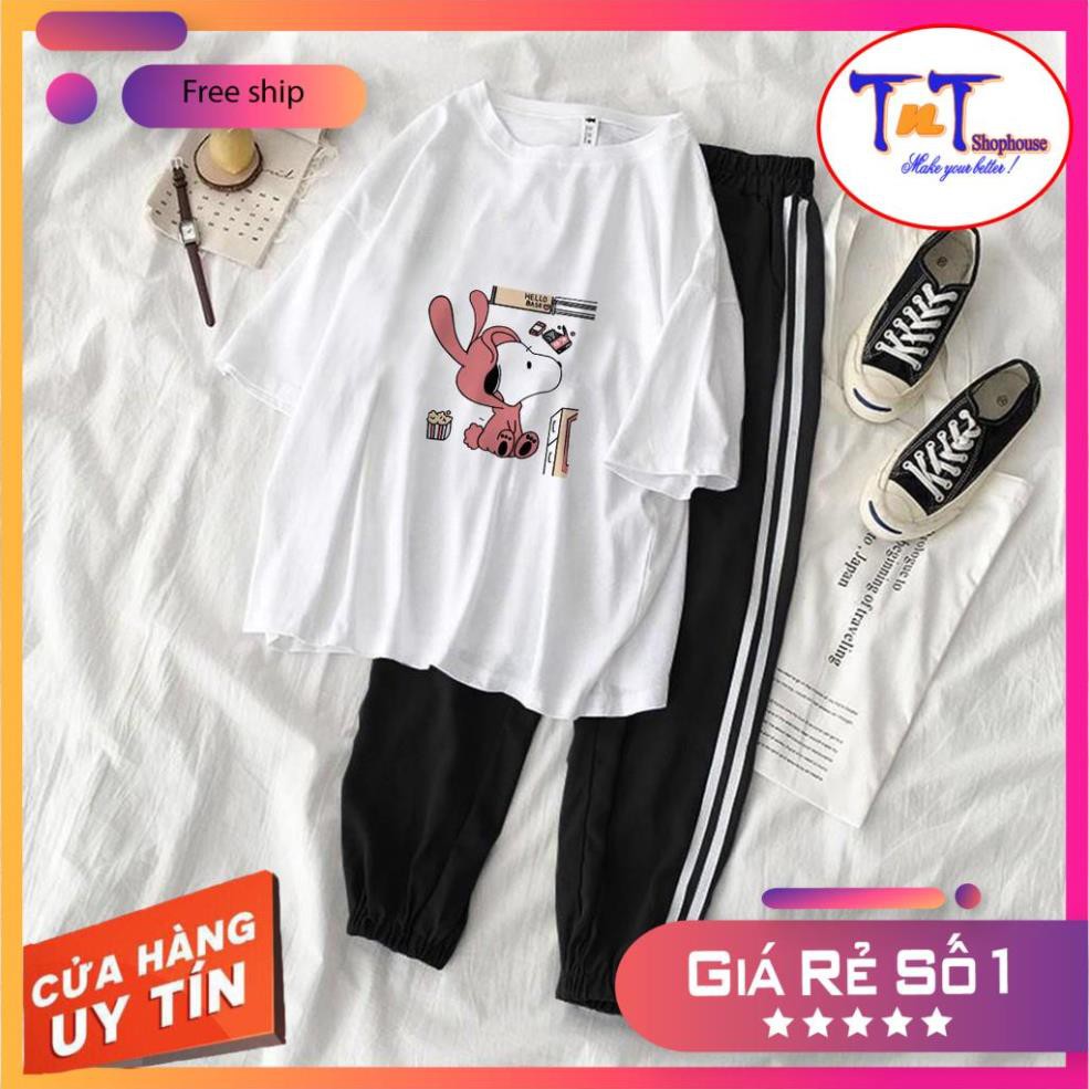 [GIÁ GỐC] S10 Set Đồ Thể Thao Năng Động Unisex Quần Jogger Phối Thun Unisex Gấu Tai Dày Có Big Size