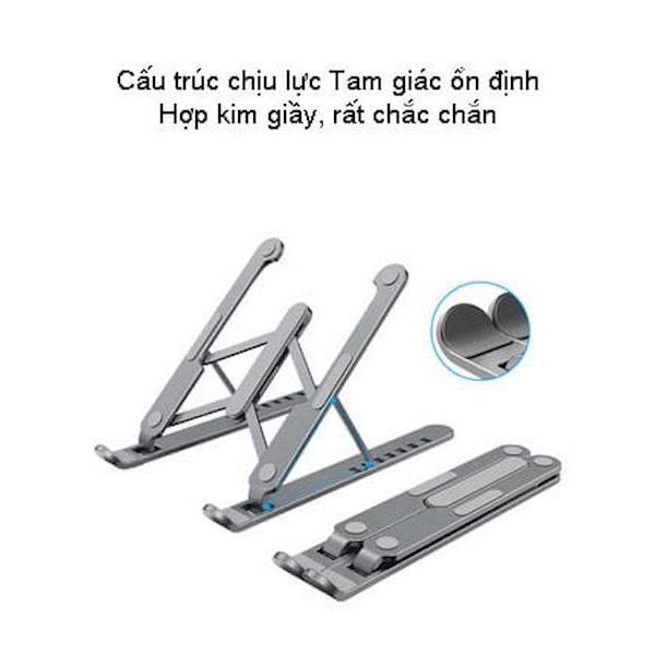 Giá đỡ Laptop Macbook, kệ đỡ Laptop bằng nhôm có thể điều chỉnh độ cao, gập lại được  PL1 11-16&quot; Techroom