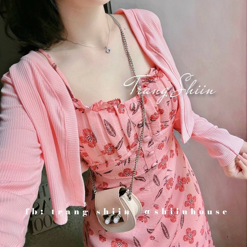 Set đầm 2 dây hoa kèm áo khoác dễ thương | BigBuy360 - bigbuy360.vn