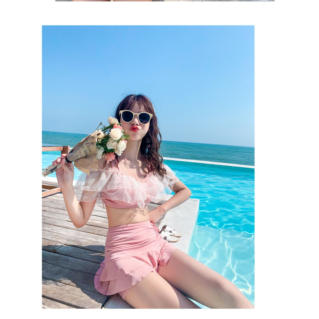 ÁO TẮM BIKINI ĐỒ BƠI ĐI BIỂN HÈ 2018 2 MẢNH BIKINI LỚP NGOÀI XOÈ CÓ ĐỆM | BigBuy360 - bigbuy360.vn