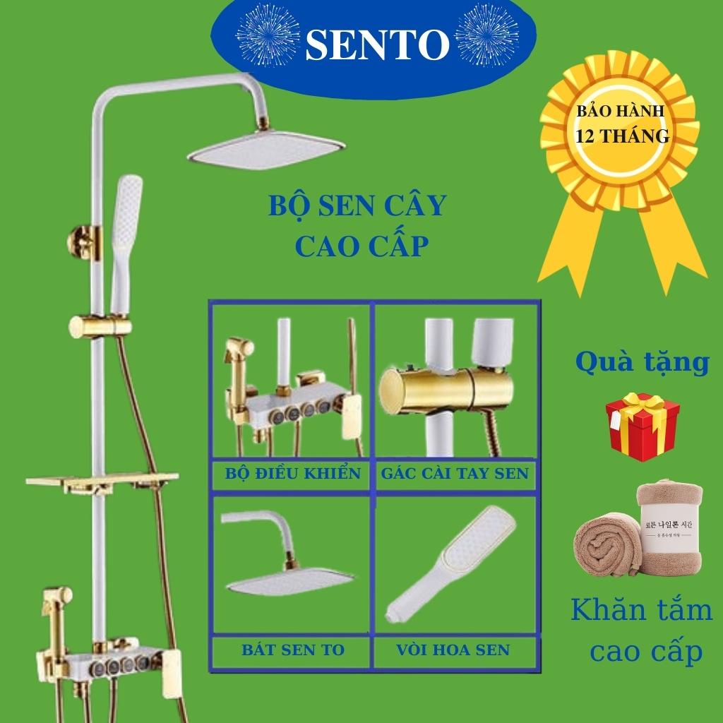 Bộ sen cây tắm đứng nóng lạnh SENTO Vòi Sen Tăng Áp Có Giá Để Tiện Lợi, Sơn Tĩnh Điện An Toàn ST06